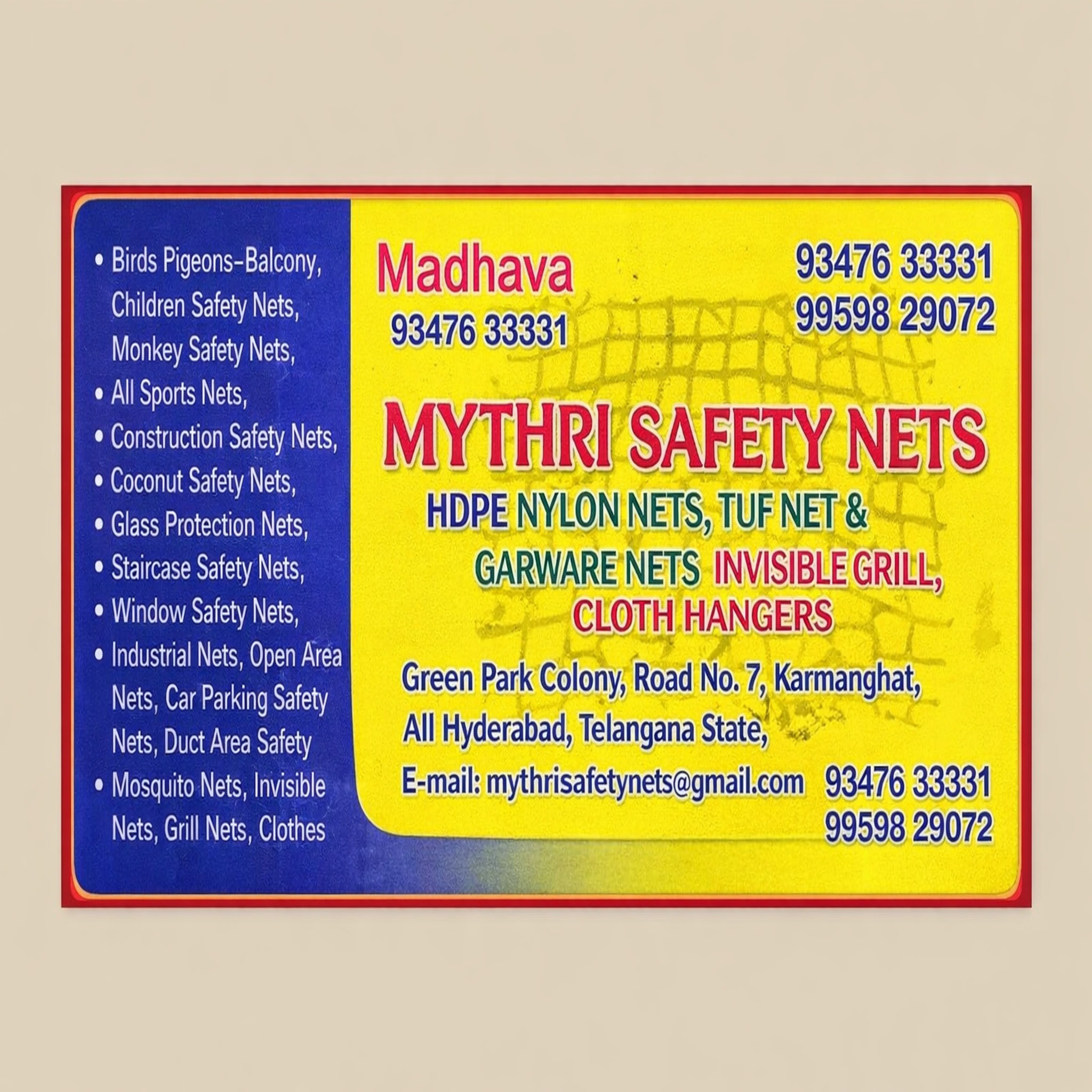 Safety Nets in Hyderabad | Pigeon & Invisible Grill